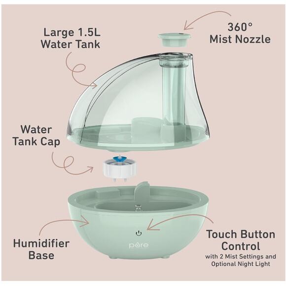 Pure Enrichment PureBaby Ultrasonic Cool Mist Humidifier & Soft Glow Night Light - Picture 5 of 7